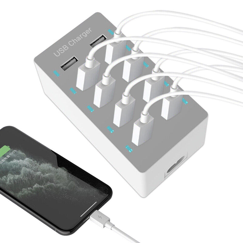 10 Port USB Charger 50W Desktop Charging Station for Phone Tablet (EU) Newly