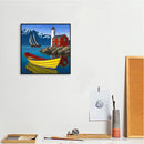 Lighthouse and Boat Frameless DIY Oil Paint by Numbers Kit Painted Artwork