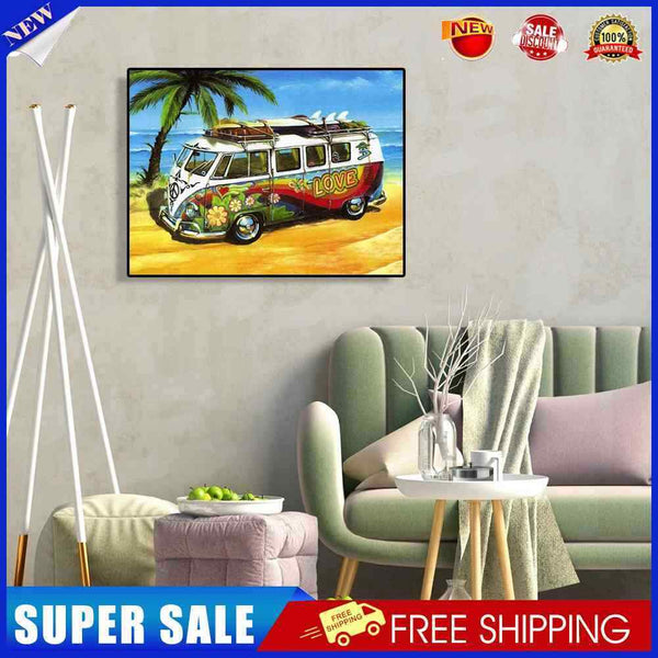 #A Bus by the Beach Diamond Painting Kits Full Square Drill Home Wall Art Decor