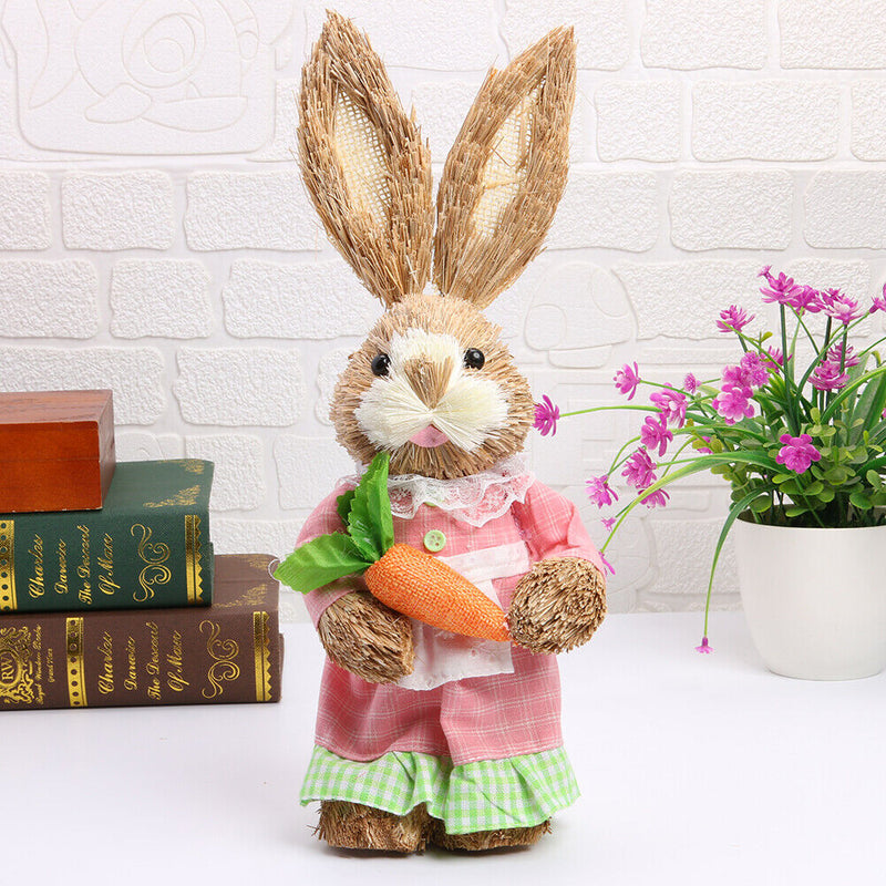 Easter Bunny Ornaments Cute Straw Simulation Rabbit Photography Props (B)