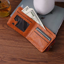 Fashion Men Retro PU Leather Printing Card Organizer Mini Bifold Wallet Clutches