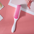 9 Rows Styling Brush Straight Curly Hair Detangling Massage Comb (White) Newly