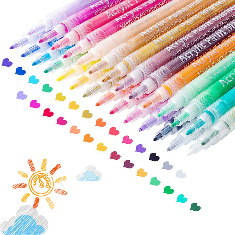 Acrylic Paint Pen 30 Colors Fine Point Tip Permanent Paint Marker Pen (0.7m