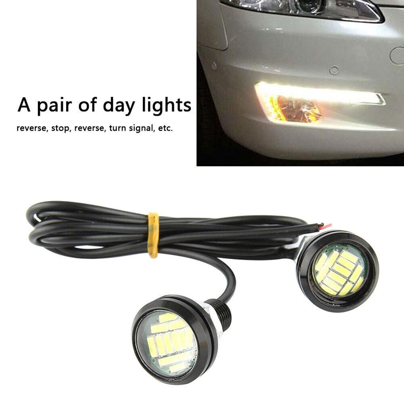 2pcs White Eagle Eye LED DRL Reverse Backup Turn Signal Light for Car Motorcycle