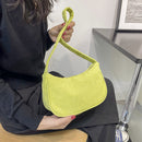 Fashion Women Corduroy Shoulder Underarm Bag Solid Color Handbags (Green)