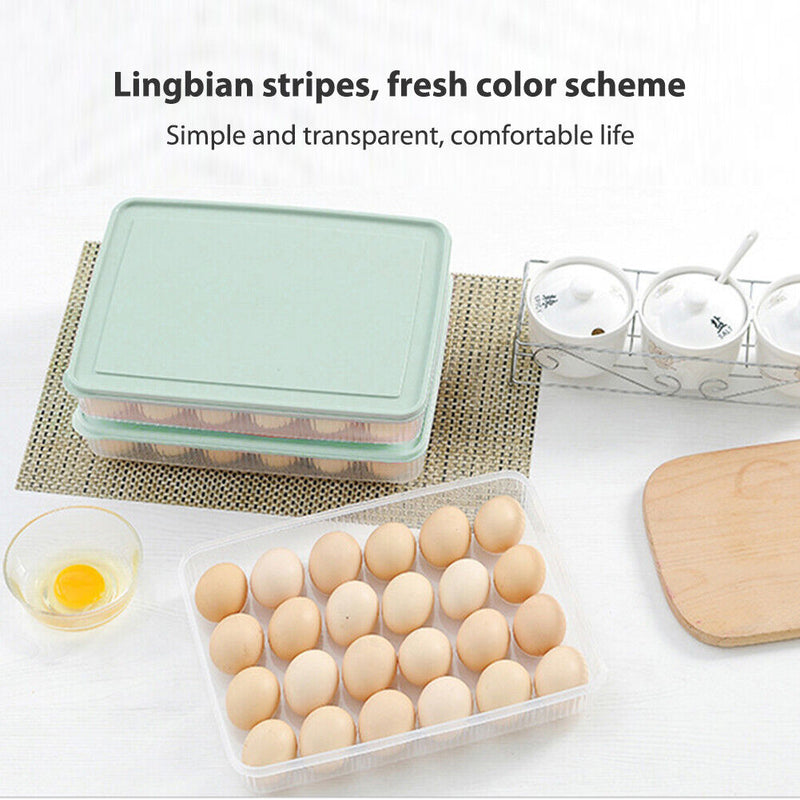 24 Grid Refrigerator Egg Storage Box Fresh Keeping Eggs Tray Holder with Lids