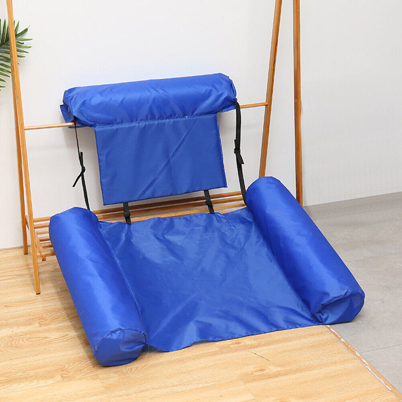 Floating Row Swimming Pool Inflatable Folding Water Hammock Bed (Dark Blue)