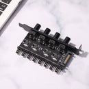 DC 12V Fan Hub Regulator 8 Way SATA/3Pin Speed Controller for PC Computer Case