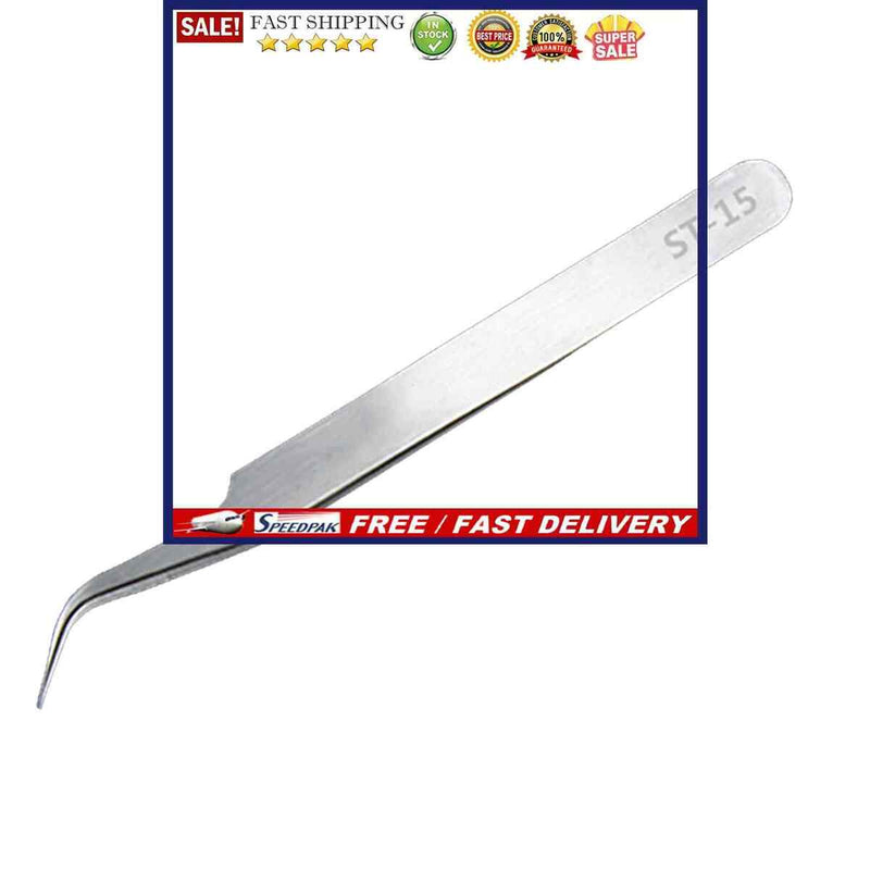 Stainless Steel Tweezers - Precision Curved Pointed Tip Isolating for Solderi