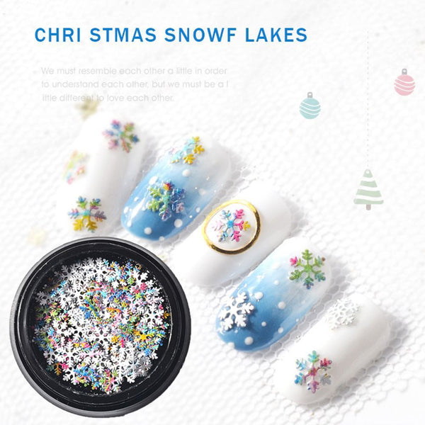 DIY Art Tips Glitter Flakes Christmas Manicure Decor Snowflake Nail Sequins