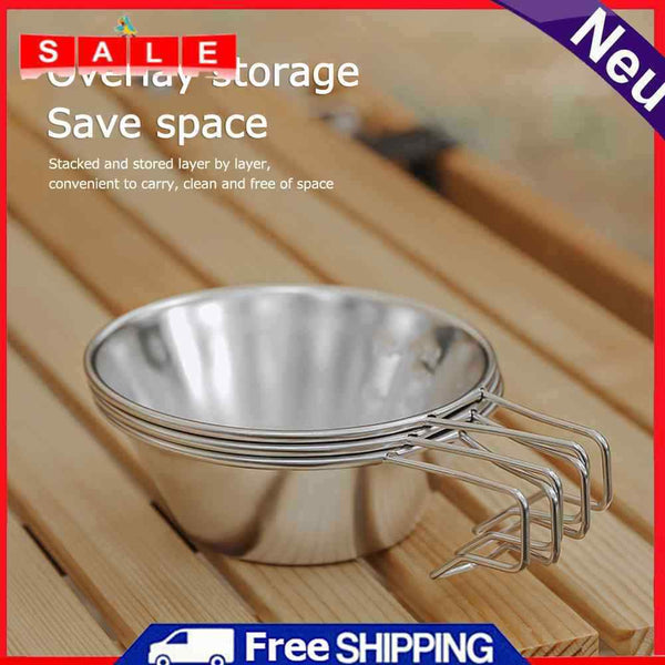 Stainless Steel Outdoor Camping Picnic Bowl Handle Coffee Mug Accessories