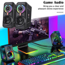 2pcs ONIKUMA L6 Portable Wired Gaming Stereo Speakers LED Audio Laptop Speaker