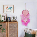 Pink Feathers Love Heart Wall Hanging Dream Catcher Home Door Pure Handmade Drea