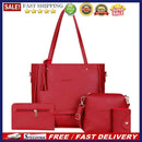 4pcs/set Solid Color Composite Bags Women Shoulder Crossbody Handbag Clutch Tote