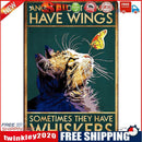 Cat Butterfly Retro Metal Plate Tin Sign Plaque Poster for Bar Club Cafe