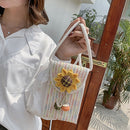Ladies Knitted Sunflower Messenger Shoulder Bag Mini Mobile Phone Purses