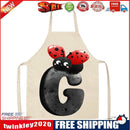 Letter Print Kitchen Apron Cotton Linen Home Cleaning Pinafore (2 68x55cm)