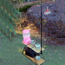 Folding Lamp Pole Camping Bracket Hook Outdoor Light Stand Tripod (Black) Newly