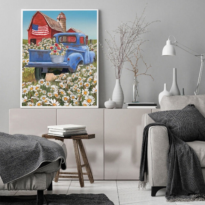 Car in Flower Oil Paint By Numbers Kits Canvas Picture DIY Wall Art Craft Color