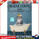 Bathtub Cat Retro Metal Plate Tin Sign Plaque Poster Wall Art for Bar (B) Newly