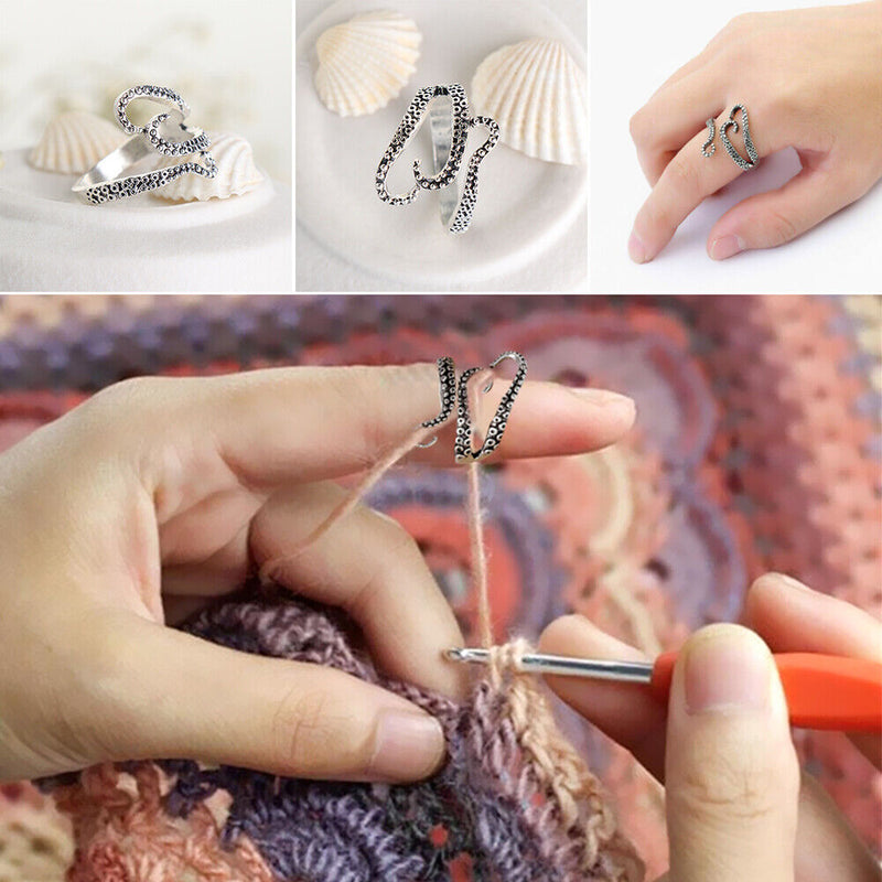 Yarn Guides Opening Thimble Knitting Ring Octopus Shape Crochet Loop Sewing