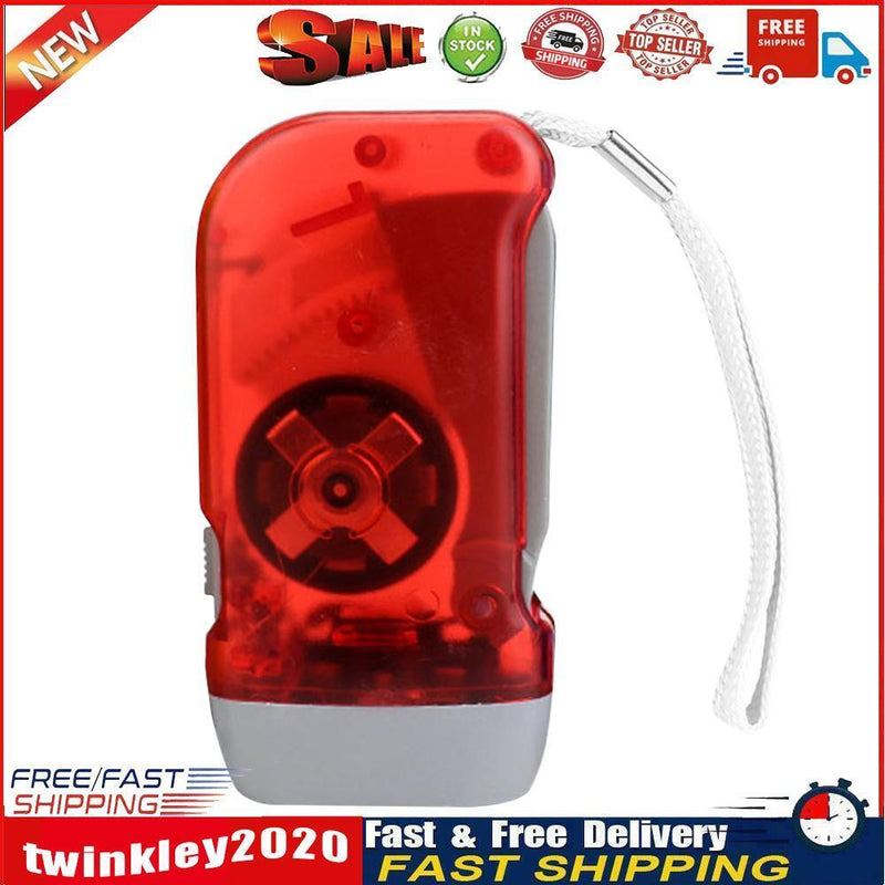 LED Hand Pressing Dynamo Flashlight Lamp Portable Hand Crank Torch (Red) Newly