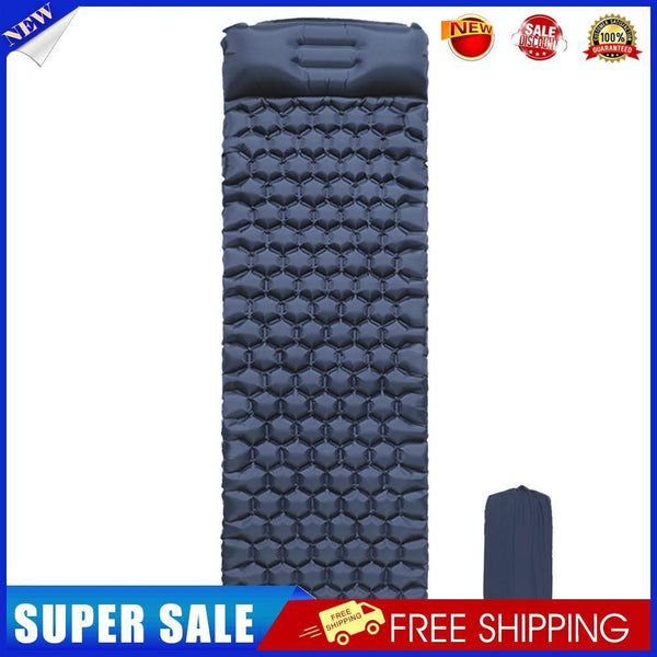 Camping Sleep Pad Inflatable Air Mattress Outdoor Beach Cushion (Navy Blue)