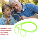 Flexible Soft Plastic Glasses Straw Kids Party Unique Drinking Tube (Green)