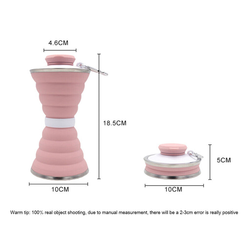 Sports 500mL Collapsible Soft Kettle Outdoor Silicone Water Bottle (Pink) Newly