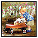 Full Embroidery DIY Canvas Stamped 11CT Cross Stitch Boy with Dogs Ornaments Kit