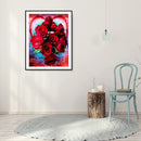 5D DIY Full Drill Round Shape Red Rose Rhinestone Diamond Drawing for Bedro