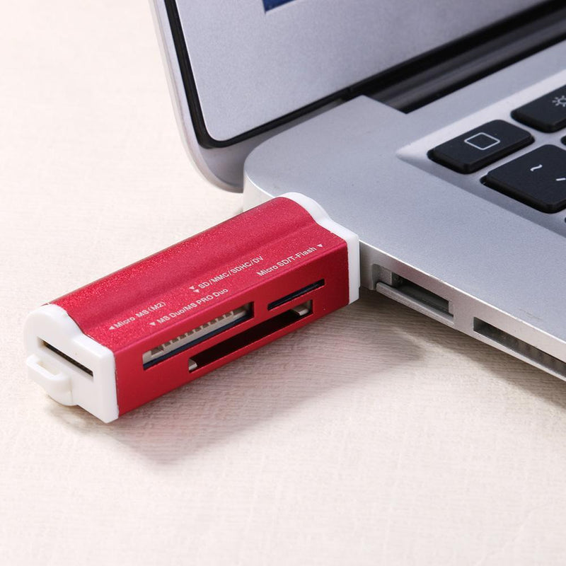 USB2.0 4 in 1 Multi Memory Card Reader for SD/SDHC/Mini SD/MMC/TF (Red) Newly