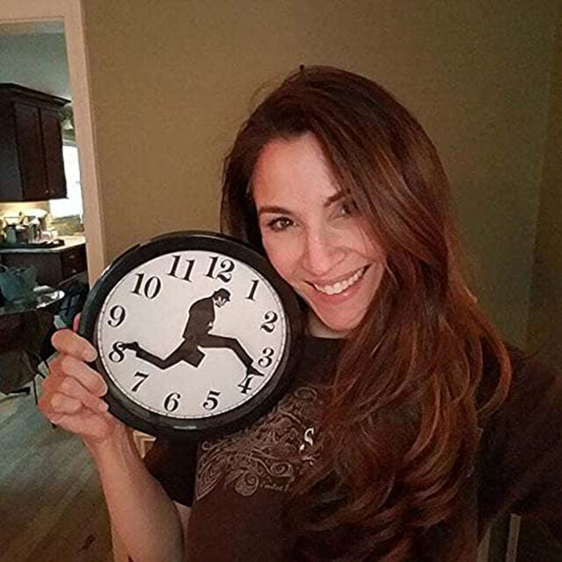 Silent Glass Round Wall Clock - Modern No-Ticking Easy to Read (Black)