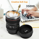 350mL Camera Lens Shape Coffee Tea Mug with Lid Vacuum Flasks Thermal Cup Newly