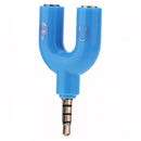 3.5mm Stereo Audio Jack Earphone Headphone 2 Way U Splitter Adapter