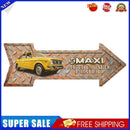 Arrow Shape Retro Metal Sign Rusty Texture Design Metal Painting Yellow Car