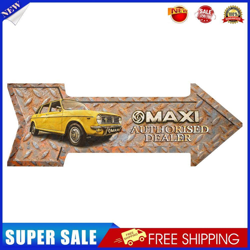 Arrow Shape Retro Metal Sign Rusty Texture Design Metal Painting Yellow Car