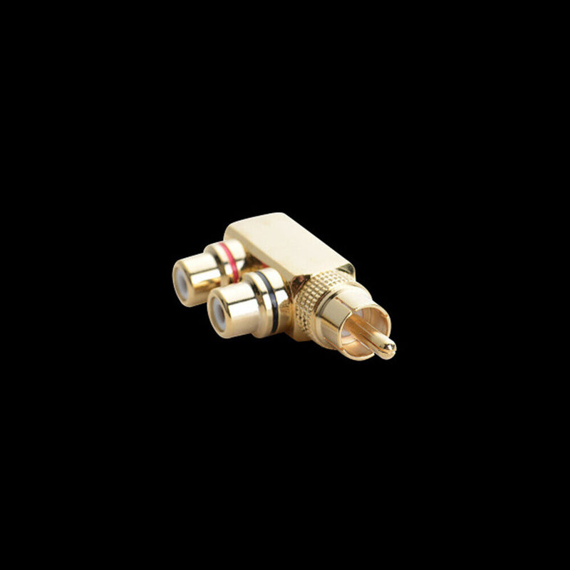1 Male to 2 RCA Female AV Audio Video Adapter Plug Splitter Converter Connector