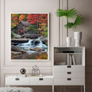 Hut by Waterfall Oil Paint By Numbers DIY Handpainted on Canvas Wall Art