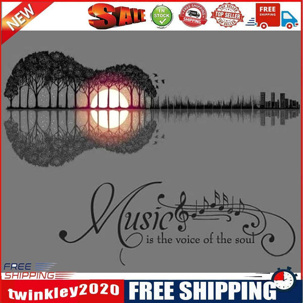 Sunset Guitar Tree Canvas Painted Oil Paint By Numbers Kit Bedroom Wall Art