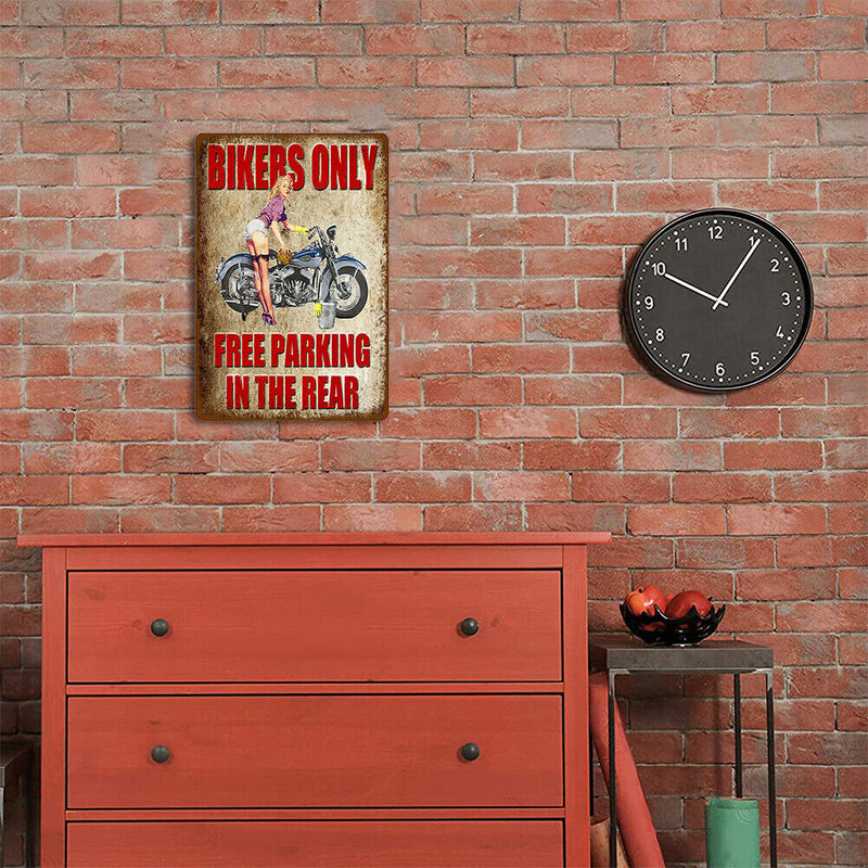 20x30cm Retro Beauty Motorcycle Tin Painting Rectangular Metal Signs (D)
