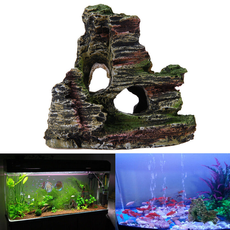 Mountain View Aquarium Rockery Hiding Cave Tree Fish Tank Ornament Decor Newly