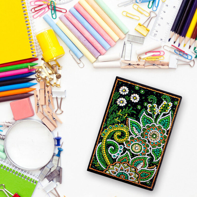 DIY 5D Mosaic Drawing Flower Leaves Notebook Part Special Shape Rhinestone