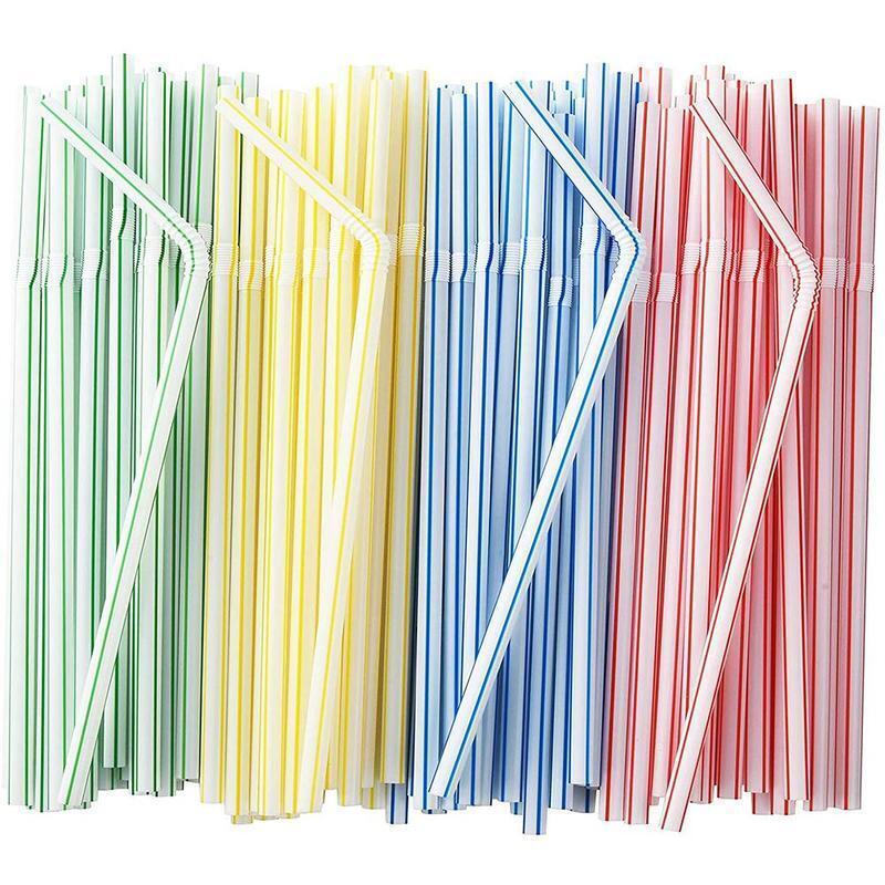 100x Straw Plastic Bendy Colourful Straws Birthday Wedding Summer Drink Party`