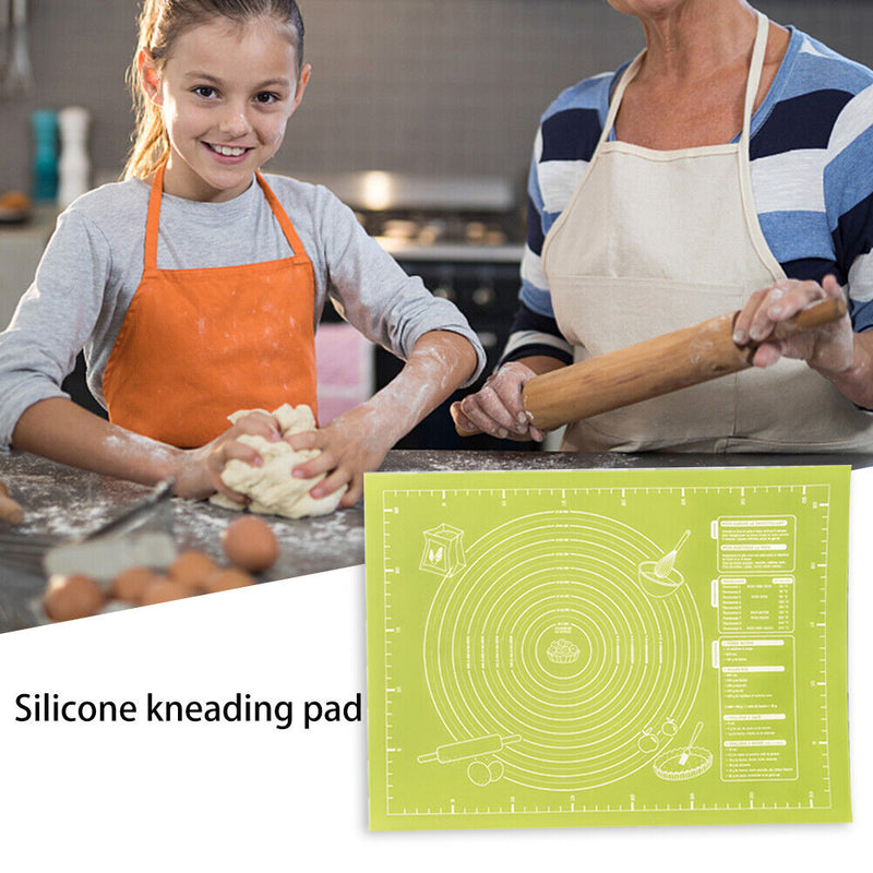 Rolling Dough Baking Mat Silicone Pizza Cake Maker Pad (Green 45x60cm) Newly