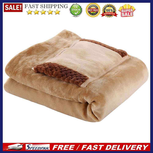 Electric Blanket Adjustable Rope Winter Heated Pad for Home Sofa Bed (Camel)