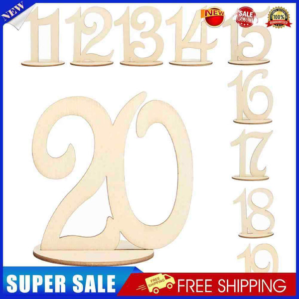 10pcs Wooden Wedding Table Number Cards Ornament Craft (Eleven to Twenty)
