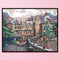 14CT Printed Partial Embroidery Christmas Town Needlework DIY Cross Stitch