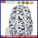Graffiti Butterfly Print Rucksack Women Preppy Style Large Handbags Bear Pendant