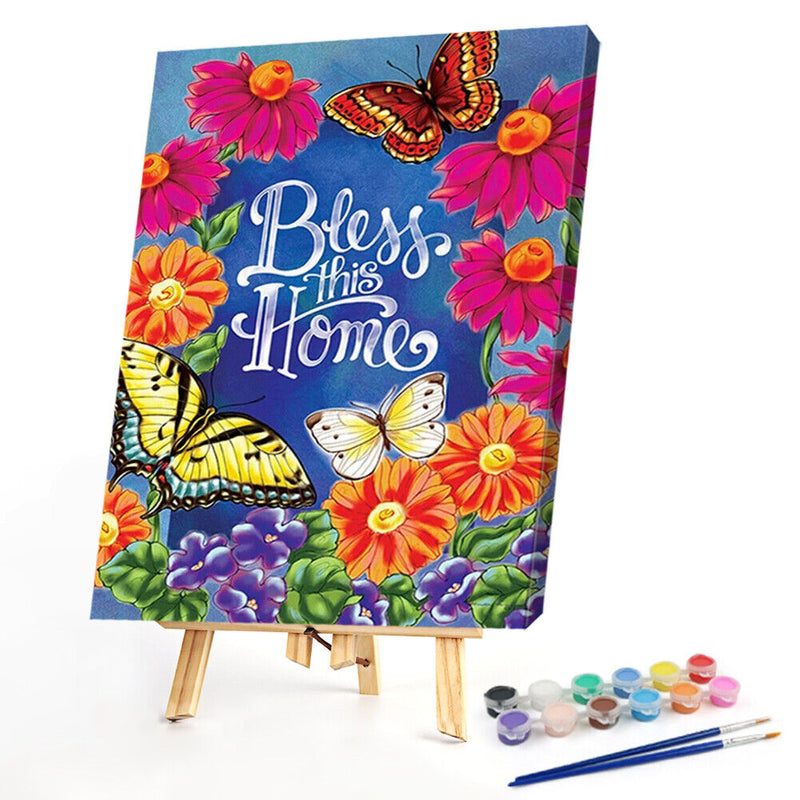 Letter Flowers Canvas Paint By Numbers Oil Hand Painted Home Decor (S228)